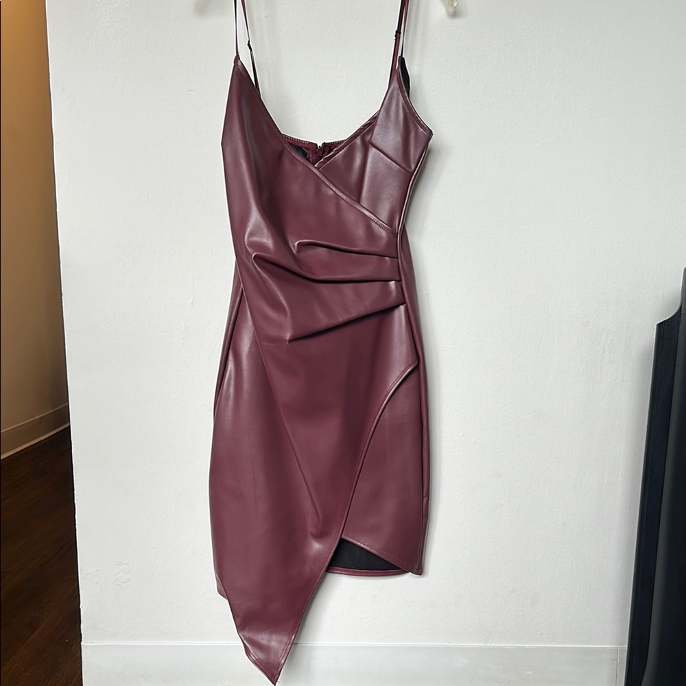 Elegant Burgundy Asymmetrical Dress